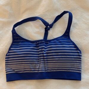 Athleta Blue Striped Sports Bra